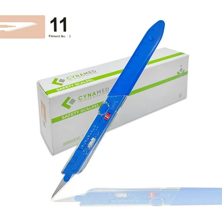 Cynamed Premium Disposable Safety Scalpel w/Retractable Blade and Measurement Scales - Size 11