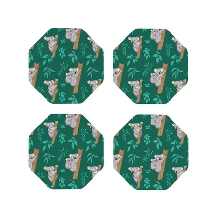 Coasters Set of 4 - Green Leaf Gray Koala Print Drink Coasters for Tabletop Protection Leather Coasters for Living Room Decor and Housewarming Gift Octagon
Coasters Set of 4 - Green Leaf Gray Koala Print Drink Coasters for Tabletop Protection Leather Coasters for Living Room Decor and Housewarming Gift Octagon