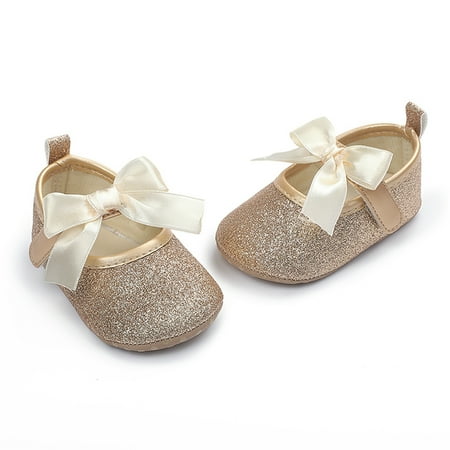 nsendm Toddler Kids Girls Soild Colour Bowknot Princress Shoes Soft Sole The Floor Barefoot Non Slip Boys Shoes Size 9 Gold 0 Months