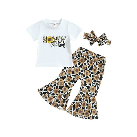 Bagilaanoe 3pcs Toddler Baby Girl Long Pants Set Floral Print Short Sleeve T Shirt Tops + Flare Trousers + Headband 6M 12M 18M 24M 3T 4T Kids Casual Outfits
Bagilaanoe 3pcs Toddler Baby Girl Long Pants Set Floral Print Short Sleeve T Shirt Tops + Flare Trousers + Headband 6M 12M 18M 24M 3T 4T Kids Casual Outfits