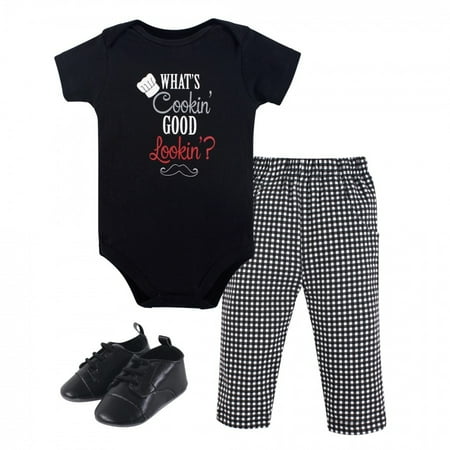 Little Treasure Baby Boy Cotton Bodysuit Pant and Shoe 3pc Set Whats Cookin 9-12 Months
Little Treasure Baby Boy Cotton Bodysuit Pant and Shoe 3pc Set Whats Cookin 9-12 Months
