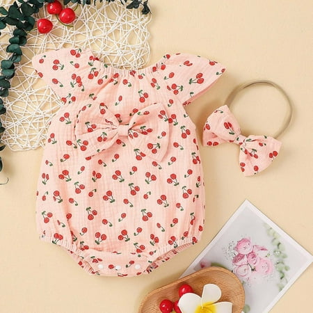 Loopsun Rompers Summer Toddler Baby Girl Small Fruit Print Bow Cotton Romper Jumpsuit With Hairband Birthday Gifts for Girls Boys Children
Loopsun Rompers Summer Toddler Baby Girl Small Fruit Print Bow Cotton Romper Jumpsuit With Hairband Birthday Gifts for Girls Boys Children