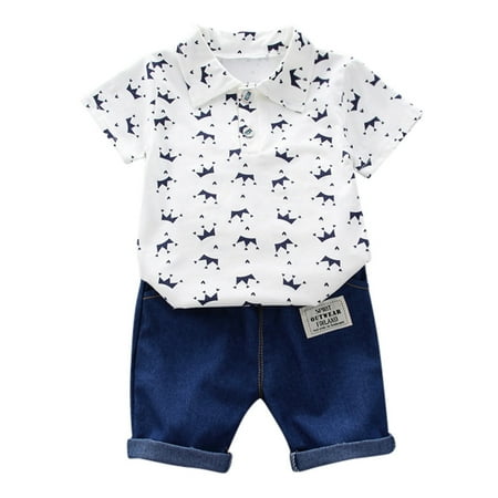 QWERTYU Infant Baby Toddler Child Children Kids Summer Short Sleeve Shirts and Denim Shorts Set Outfits Clothing Set for Boy 6M-3Y
QWERTYU Infant Baby Toddler Child Children Kids Summer Short Sleeve Shirts and Denim Shorts Set Outfits Clothing Set for Boy 6M-3Y