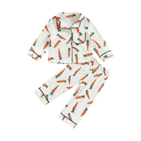 Toddler Baby Easter Pajamas Set Long Sleeve Carrot Print Button Shirt + Pants Loungewear Sleepwear
Toddler Baby Easter Pajamas Set Long Sleeve Carrot Print Button Shirt + Pants Loungewear Sleepwear