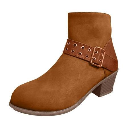 Ediodpoh Fashion Women Autumn Square Heels Zipper Solid Print Short Booties Round Toe Shoes Boots for Women Brown 7
Ediodpoh Fashion Women Autumn Square Heels Zipper Solid Print Short Booties Round Toe Shoes Boots for Women Brown 7