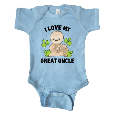 Inktastic Cute Sloth I Love My Great Uncle with Green Leaves Gift Baby Boy or Baby Girl Bodysuit
Inktastic Cute Sloth I Love My Great Uncle with Green Leaves Gift Baby Boy or Baby Girl Bodysuit