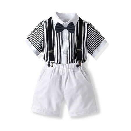 Rovga Boys Gentleman Outfit Suits Boys Short Pants Set Short Sleeve Romper Shirt+Suspender Pants+Bow Tie 4pcs Leisure Outwear
Rovga Boys Gentleman Outfit Suits Boys Short Pants Set Short Sleeve Romper Shirt+Suspender Pants+Bow Tie 4pcs Leisure Outwear