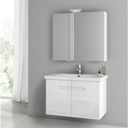 ACF by Nameeks ACF NY06-GW New York 32-in. Single Bathroom Vanity Set - Glossy White