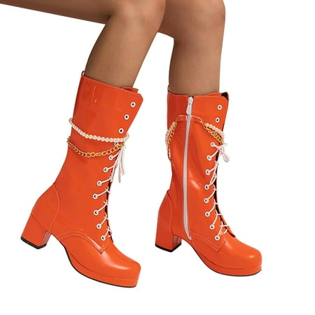 Josdec Candy Color Small Fresh Pearl Beaded Tassel Thick Heel Leather Boots Knight Boots Christmas Winter Womens Boots Clearance Orange 42
Josdec Candy Color Small Fresh Pearl Beaded Tassel Thick Heel Leather Boots Knight Boots Christmas Winter Womens Boots Clearance Orange 42