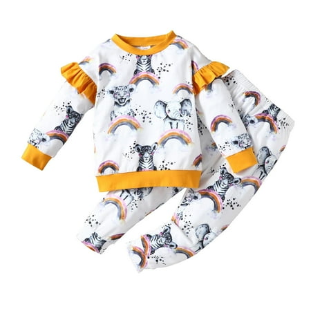Fesfesfes Autumn Newborn Girls Clothes Animal Rainbow Long Sleeve Tops Trousers Suit
Fesfesfes Autumn Newborn Girls Clothes Animal Rainbow Long Sleeve Tops Trousers Suit