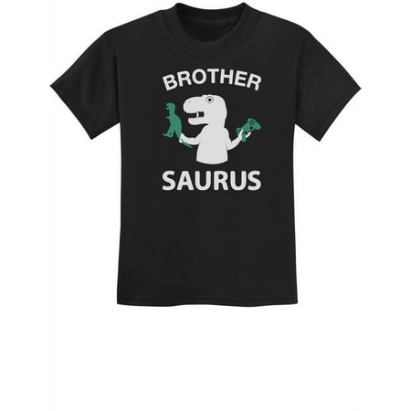 Brother Saurus Shirt Cute Boy T-Rex Gift for Big Brother Kids T-Shirt 4T Black