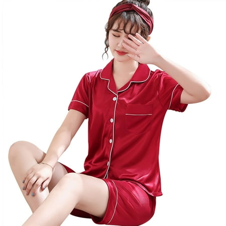 YXGla Women Button Short Sleeve T-shirt Top Elastic Shorts Loose Sleepwear Set Pajamas
YXGla Women Button Short Sleeve T-shirt Top Elastic Shorts Loose Sleepwear Set Pajamas