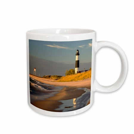 

3dRose Big Sable Point Lighthouse Lake Michigan Ludington SP Michigan USA Ceramic Mug 15-ounce