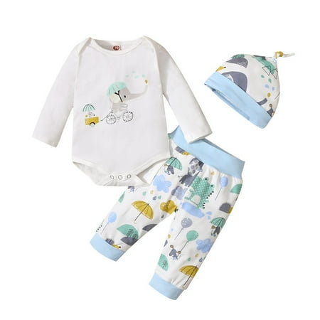 NZRVAWS Newborn Baby Boys Outfits Long Sleeve Elephant Push Car Print Romper Top+Cute Pattern Print Pants+Hat 3Pcs Clothes Set 9-12 Months White
NZRVAWS Newborn Baby Boys Outfits Long Sleeve Elephant Push Car Print Romper Top+Cute Pattern Print Pants+Hat 3Pcs Clothes Set 9-12 Months White