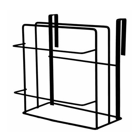 Double-Deck Cutting Board Rack Iron Chopping Board Holder Towel Holder with Drip Tray for Kitchen (Black)