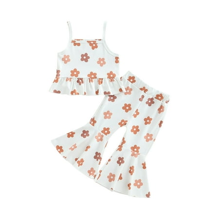 Qtinghua Toddler Baby Girl Floral Outfit Sleeveless Strap Ruffle Tank Tops Flower Bell Bottoms 2Pcs Boho Summer Clothes White 12-18 Months
Qtinghua Toddler Baby Girl Floral Outfit Sleeveless Strap Ruffle Tank Tops Flower Bell Bottoms 2Pcs Boho Summer Clothes White 12-18 Months