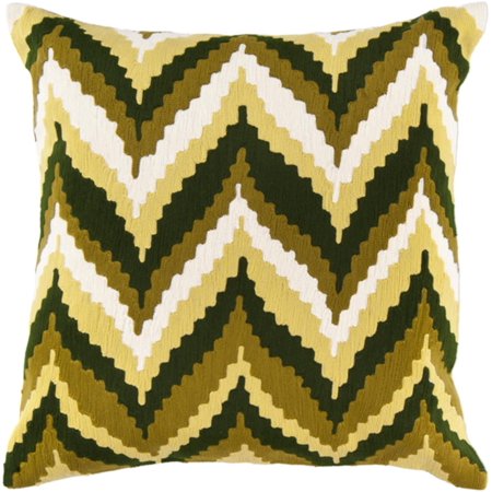 22'' Espresso Brown and Hunter Green Chevron Decorative Square Throw Pillow