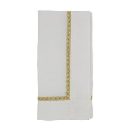 Saro Lifestyle 5603.GL20S 20 in. Embroidered Border Napkin Gold - Set of 4