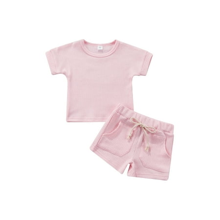 Yinyinxull 2Pcs Kids Baby Boys Girls Clothes Set Solid Color Round Neck Short Sleeve T-Shirt+Shorts with Pockets Pink 12-18 Months
Yinyinxull 2Pcs Kids Baby Boys Girls Clothes Set Solid Color Round Neck Short Sleeve T-Shirt+Shorts with Pockets Pink 12-18 Months