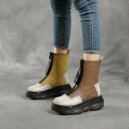 Women‘s Colorblock Round Toe Platform Lace Up Boots Side Zipper Fashionable Boots Women‘s Footwear
Women‘s Colorblock Round Toe Platform Lace Up Boots Side Zipper Fashionable Boots Women‘s Footwear