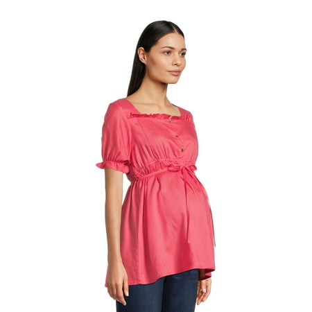 Oh! Mamma Women s Maternity Elbow Sleeve Ruffled Nursing Friendly Top