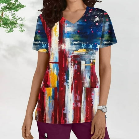 RKSTN Women s Scrub Tops Holiday Scrubs Summer Tops for Women V Neck Tops for Women Independence Day Print Womens Tops on Clearance
RKSTN Women s Scrub Tops Holiday Scrubs Summer Tops for Women V Neck Tops for Women Independence Day Print Womens Tops on Clearance
