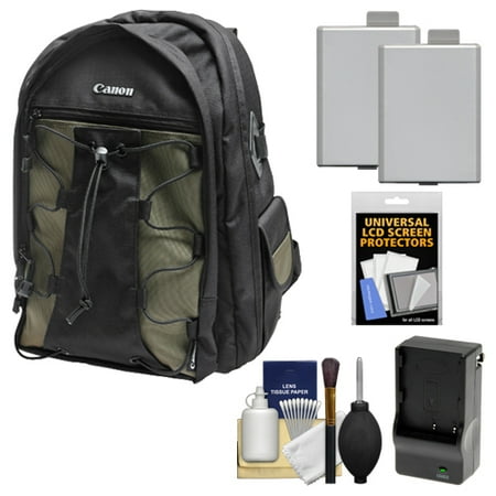 Canon 200EG Deluxe Digital SLR Camera Backpack Case + (2) LP-E5 Batteries + Charger + Accessory Kit for Canon EOS Rebel XS, XSi, T1i