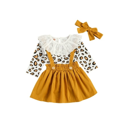 Canrulo 3Pcs Toddler Baby Girls Leopard Print Lace Crew Neck Romper Suspender Skirt Headband Set Yellow 9-15 Months
Canrulo 3Pcs Toddler Baby Girls Leopard Print Lace Crew Neck Romper Suspender Skirt Headband Set Yellow 9-15 Months