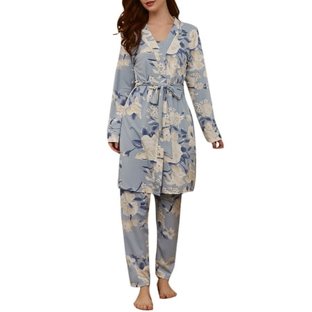 Niuer Women Pajamas Set V Neck Robe 3 Pieces Nightgowns Lightweight Bathrobe Long Sleeve Sleepwear Blue S
Niuer Women Pajamas Set V Neck Robe 3 Pieces Nightgowns Lightweight Bathrobe Long Sleeve Sleepwear Blue S