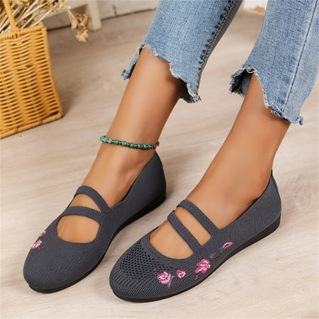 Sneakers Women Women Shoes Flat Bottom Breathable Fashion Shoes Polyester Spandex Grey 40