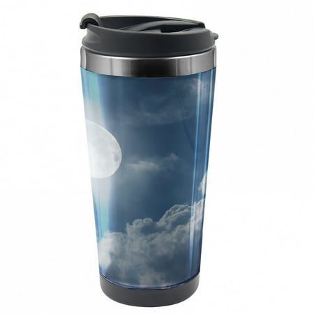 Moon Travel Mug Night Skyline Full Moon Steel Thermal Cup 16 oz by Ambesonne 
Moon Travel Mug Night Skyline Full Moon Steel Thermal Cup 16 oz by Ambesonne