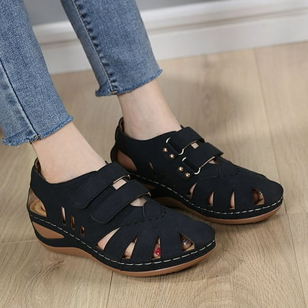 Aayomet Womens Sandals Women Summer Solid Hollow Hook Loop Casual Round Toe Wedges Comfortable Beach Shoes Sandals Black 8.5
Aayomet Womens Sandals Women Summer Solid Hollow Hook Loop Casual Round Toe Wedges Comfortable Beach Shoes Sandals Black 8.5