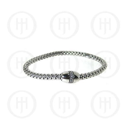 Doma Jewellery MAS05550 Sterling Silver -Fancy Italian Rhodium Plated Stretch Bracelet