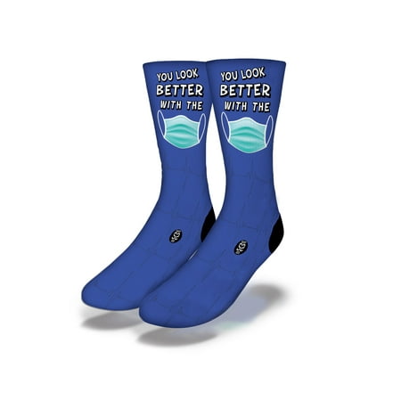MASK ON Funny Coronavirus Socks (Blue)