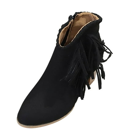 Fsqjgq Women Dress Boots Autumn and Winter Tassel Boots Women Suede Pointed Short Boots Thick Heel Women Fashion Boots Scallop Boots Black 40
Fsqjgq Women Dress Boots Autumn and Winter Tassel Boots Women Suede Pointed Short Boots Thick Heel Women Fashion Boots Scallop Boots Black 40