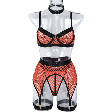 Sexy Lingerie four pieces mesh stitching with underwire hanging neck classic underwear
Sexy Lingerie four pieces mesh stitching with underwire hanging neck classic underwear