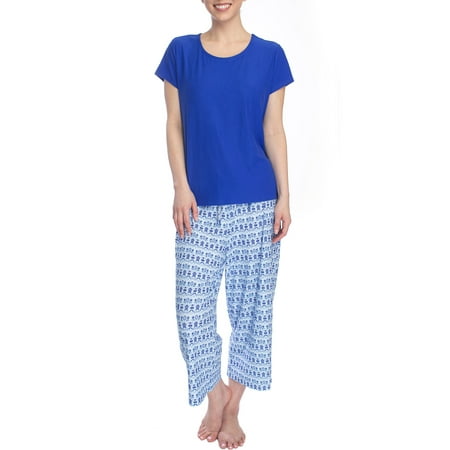 Muk Luks Women s and Women s Plus Short Sleeve Tee and Capri Sleep Pant Set 2pc
