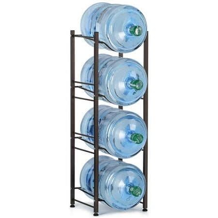 5 Gallon Water Jug Holder Water Bottle Storage Rack 4 Tiers Dark Brown