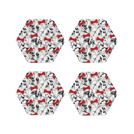 Coasters Set of 4 - Cut French Bulldog Red Bow Tie Drink Coasters for Tabletop Protection Leather Coasters for Living Room Decor and Housewarming Gift Hexagon
Coasters Set of 4 - Cut French Bulldog Red Bow Tie Drink Coasters for Tabletop Protection Leather Coasters for Living Room Decor and Housewarming Gift Hexagon