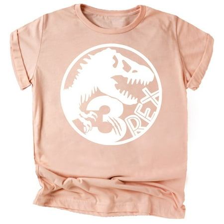 Three T-Rex Fossil Dinosaur 3rd Birthday T-Shirts for Baby Girls and Boys Third Birthday Outfit White on Peach Shirt 3T
Three T-Rex Fossil Dinosaur 3rd Birthday T-Shirts for Baby Girls and Boys Third Birthday Outfit White on Peach Shirt 3T