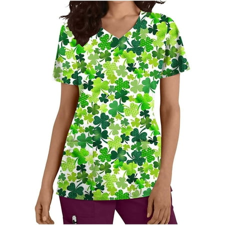 CYMMPU Women s V-Neck Pocketed Scrub_Tops Nurse Workwear Uniform Clearance Going out Tops Summer Tees Short Sleeve Shirts Trendy St. Patrick s Day Tunic Green Clover Graphic Fashion Tshirts Green XL
CYMMPU Women s V-Neck Pocketed Scrub_Tops Nurse Workwear Uniform Clearance Going out Tops Summer Tees Short Sleeve Shirts Trendy St. Patrick s Day Tunic Green Clover Graphic Fashion Tshirts Green XL