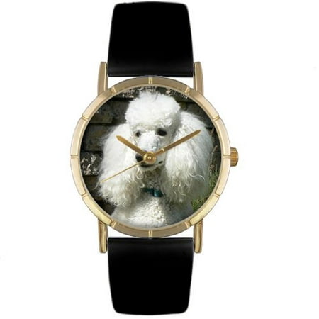 Whimsical Watches Unisex Poodle Photo Watch with Black Leather