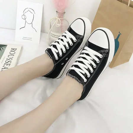 Classic Lace-Up Skate Shoes Casual Canvas Low Top Sneaker Women‘s Footwear