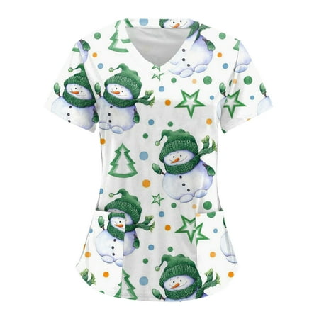 TAIAOJING Scrubs for Women Workwear Christmas Print Short Sleeve Pocket V Neck Workwear T Shirt Top
TAIAOJING Scrubs for Women Workwear Christmas Print Short Sleeve Pocket V Neck Workwear T Shirt Top