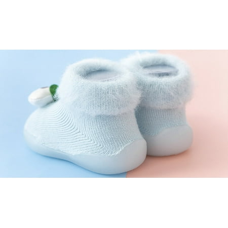 Cathalem Size 3 Shoes for Baby Girls Toddler Kids Baby Boys Girls Shoes First Walkers Thickened Warm Mike Shoes Light Blue 2 Years