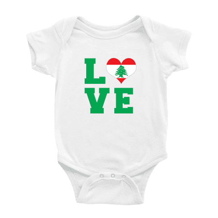 Love Lebanon Flag Heart Cute Baby Clothes Unisex (White 6-12 Months)