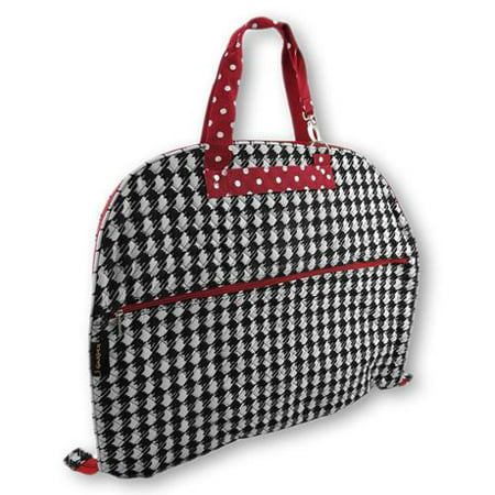 Houndstooth Travel Garment Bag With Red Trim - www.strongerinc.org