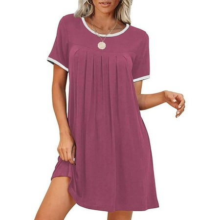 Women s Pajamas Short Sleeves Solid Color Soft Pajamas Pleated Round Neck Pajamas Casual Homewear
Women s Pajamas Short Sleeves Solid Color Soft Pajamas Pleated Round Neck Pajamas Casual Homewear