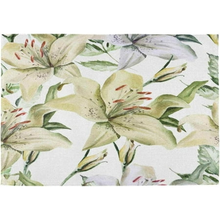 Bestwell Placemats Set of 4 Fresh Lily Flowers Heat-Resistant Non-Slip Double Sided Washable Kitchen Dining Table Mats for Kitchen Table Decoration 12 x 18 Inch
Bestwell Placemats Set of 4 Fresh Lily Flowers Heat-Resistant Non-Slip Double Sided Washable Kitchen Dining Table Mats for Kitchen Table Decoration 12 x 18 Inch