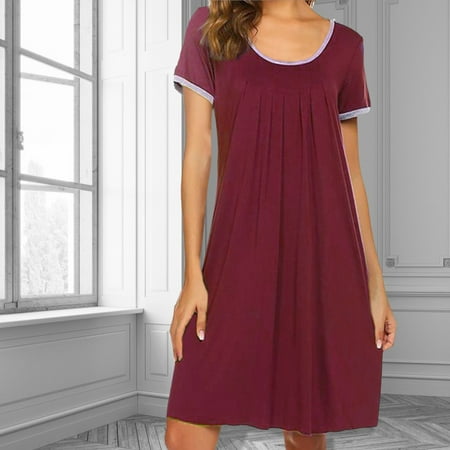 Aueoe Night Gowns For Adult Women Lounge Sets For Women Women s Round Neck Neckline Color Matching Irregular Short Sleeve Pajama Dress Clearance
Aueoe Night Gowns For Adult Women Lounge Sets For Women Women s Round Neck Neckline Color Matching Irregular Short Sleeve Pajama Dress Clearance
